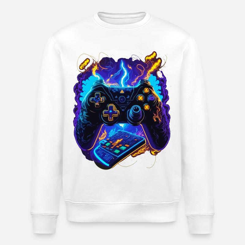 Cyber Gaming Controller - Stanley/Stella ROLLER Unisex Organic Sweatshirt - white