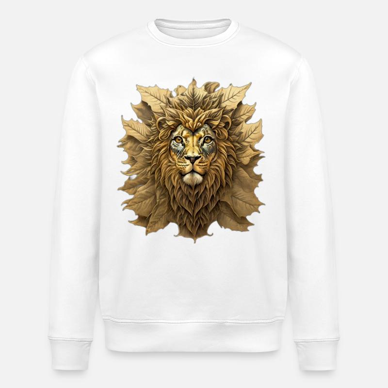 Portrait du Lion feuille d’automne - Sweat bio ROLLER Stanley/Stella Unisexe - blanc