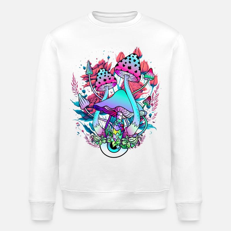 Florale Psychedelische Pilzkunst - Stanley/Stella Unisex Bio-Sweatshirt ROLLER - Weiß