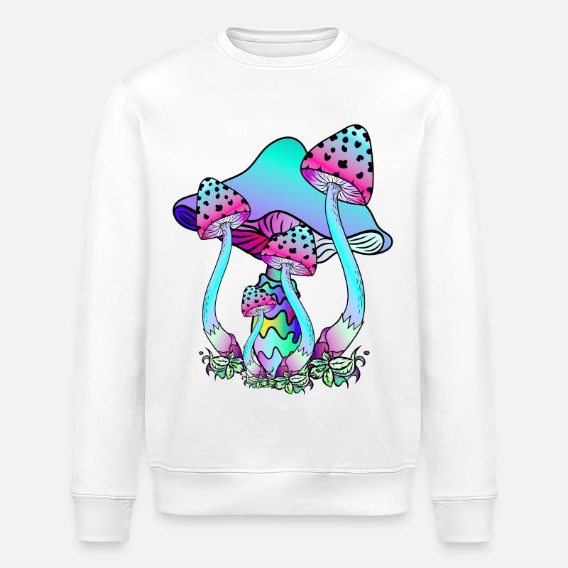 Bunte Neonfarben Pilze - Stanley/Stella Unisex Bio-Sweatshirt ROLLER - Weiß