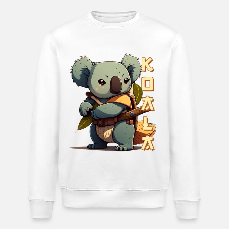 Samurai Koala with lettering - Stanley/Stella ROLLER Unisex Organic Sweatshirt - white