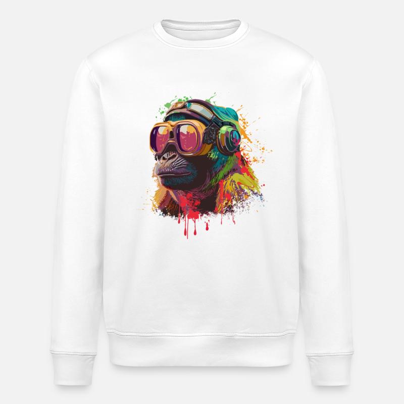 Affen-Straßenkunst - Stanley/Stella Unisex Bio-Sweatshirt ROLLER - Weiß