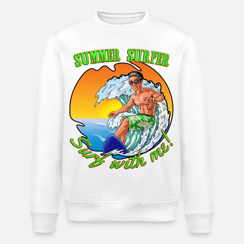 Surfeur d’été - Sweat bio ROLLER Stanley/Stella Unisexe - blanc