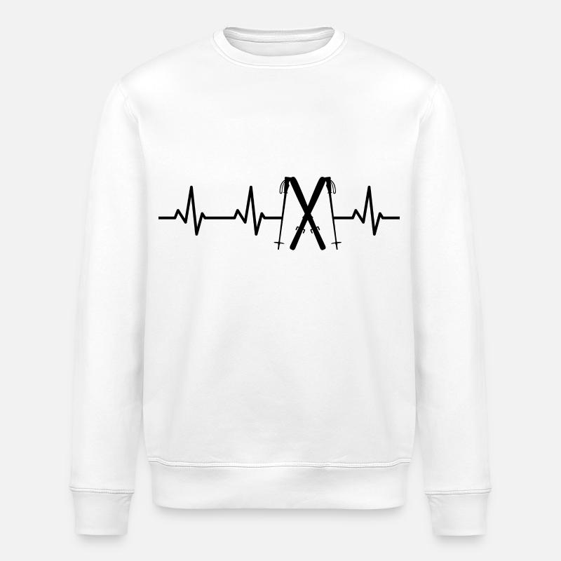 Skiing Pulse Rate ECG - Stanley/Stella ROLLER Unisex Organic Sweatshirt - white