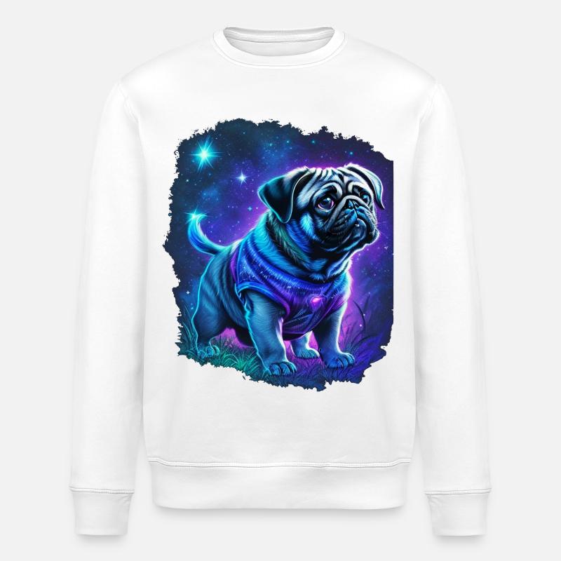 Chien carlin mystique - Sweat bio ROLLER Stanley/Stella Unisexe - blanc