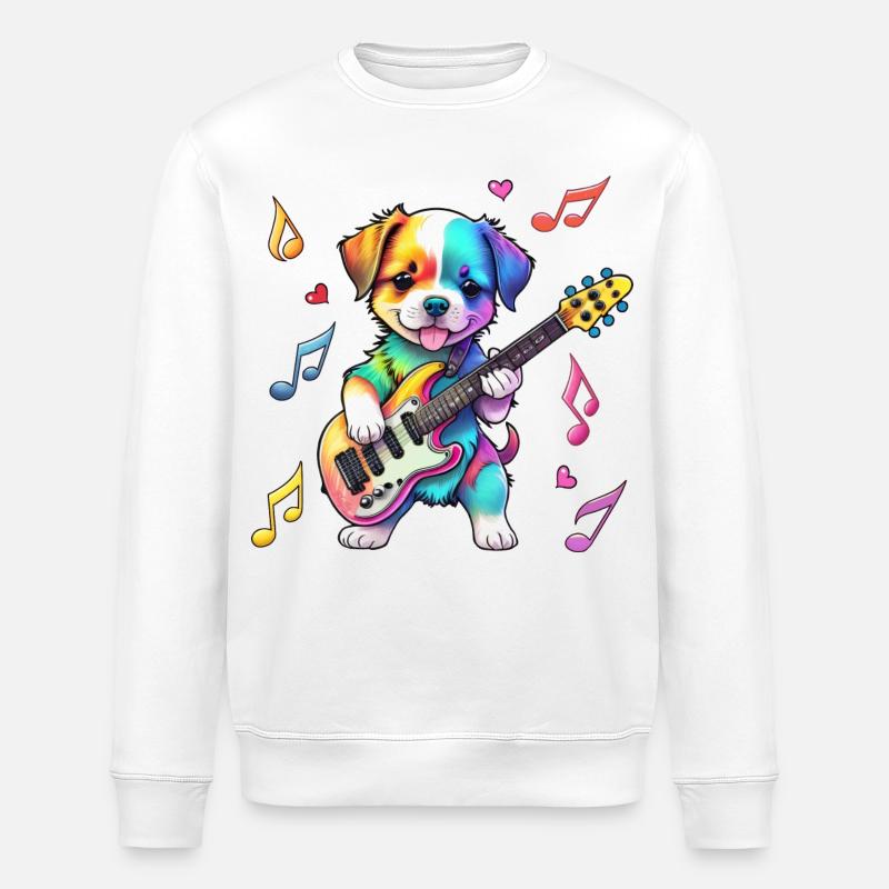 Chiot Rock Star Hound - Arc-en-ciel - Sweat bio ROLLER Stanley/Stella Unisexe - blanc