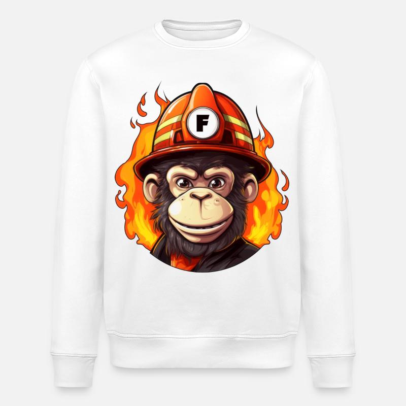 Fire Brigade Monkey - Stanley/Stella ROLLER Unisex Organic Sweatshirt - white