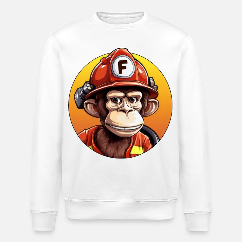 Firefighter / Monkey - Stanley/Stella ROLLER Unisex Organic Sweatshirt - white
