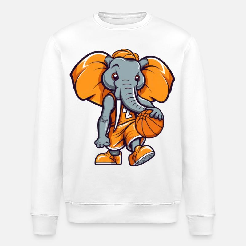 Basketballer Elefant - Stanley/Stella Unisex Bio-Sweatshirt ROLLER - Weiß