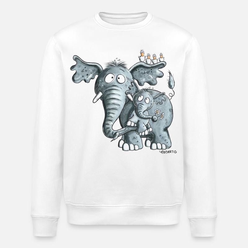 Maman éléphant et bébé éléphant - Sweat bio ROLLER Stanley/Stella Unisexe - blanc