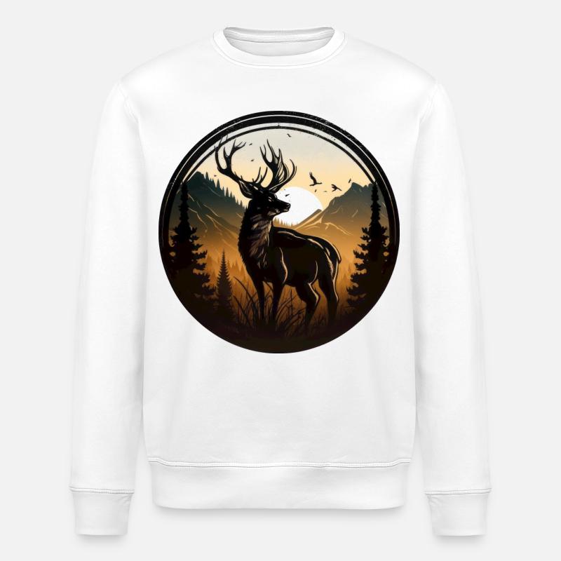 Cerfs dans les bois - Sweat bio ROLLER Stanley/Stella Unisexe - blanc