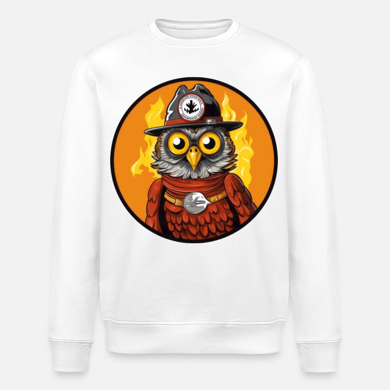 Feuerwehr Eule - Stanley/Stella Unisex Bio-Sweatshirt ROLLER - Weiß