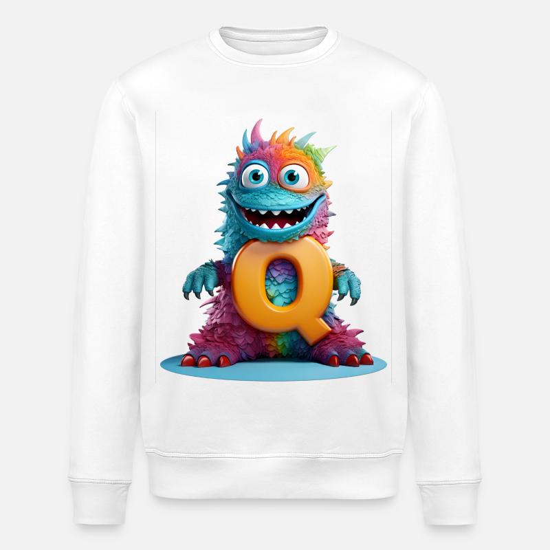 Monstre arc-en-ciel avec Q - Sweat bio ROLLER Stanley/Stella Unisexe - blanc
