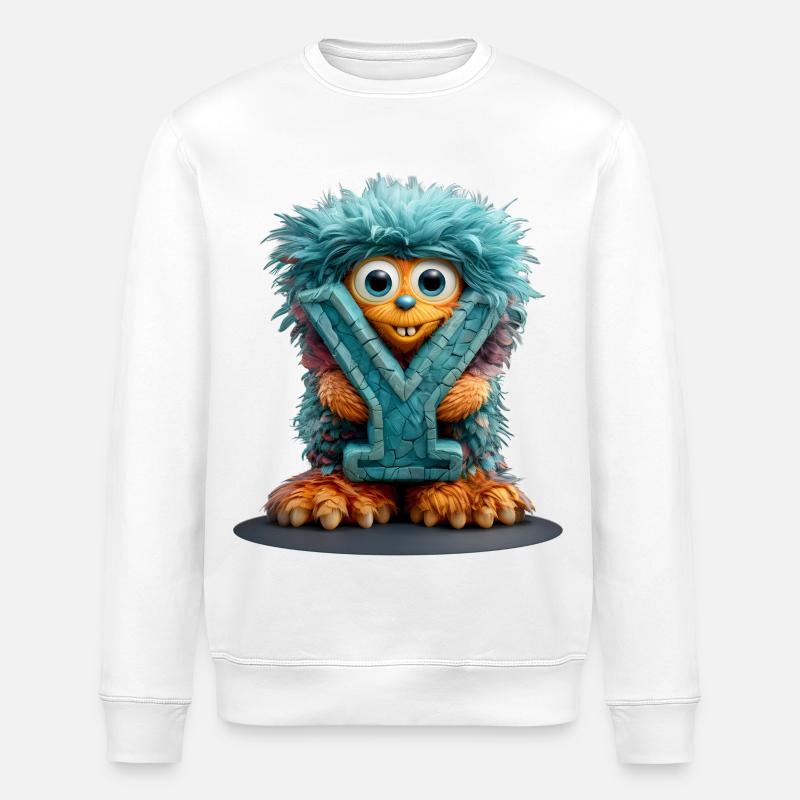 Monster und mit blauer Schrift - Stanley/Stella Unisex Bio-Sweatshirt ROLLER - Weiß