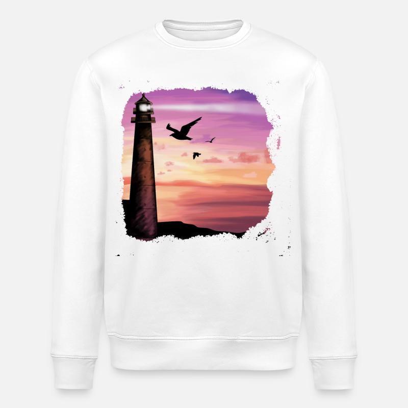 Sunset Lighthouse Ocean Art - Stanley/Stella Unisex Bio-Sweatshirt ROLLER - Weiß