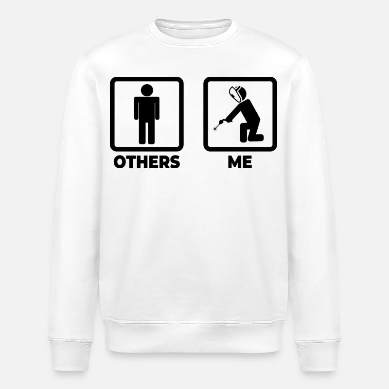 Welding stick figures - Stanley/Stella ROLLER Unisex Organic Sweatshirt - white