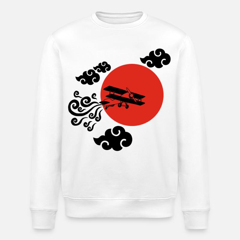 Avion noir et soleil rouge - Sweat bio ROLLER Stanley/Stella Unisexe - blanc