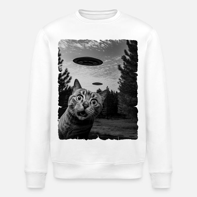 Chat Austerrestrial Invasion Uap Bizarre - Sweat bio ROLLER Stanley/Stella Unisexe - blanc