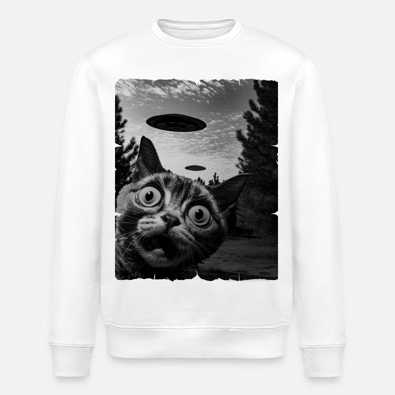 Chat Austerrestrial Invasion Uap Bizarre - Sweat bio ROLLER Stanley/Stella Unisexe - blanc