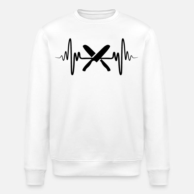 Kochmesser Herzlinie - Stanley/Stella Unisex Bio-Sweatshirt ROLLER - Weiß