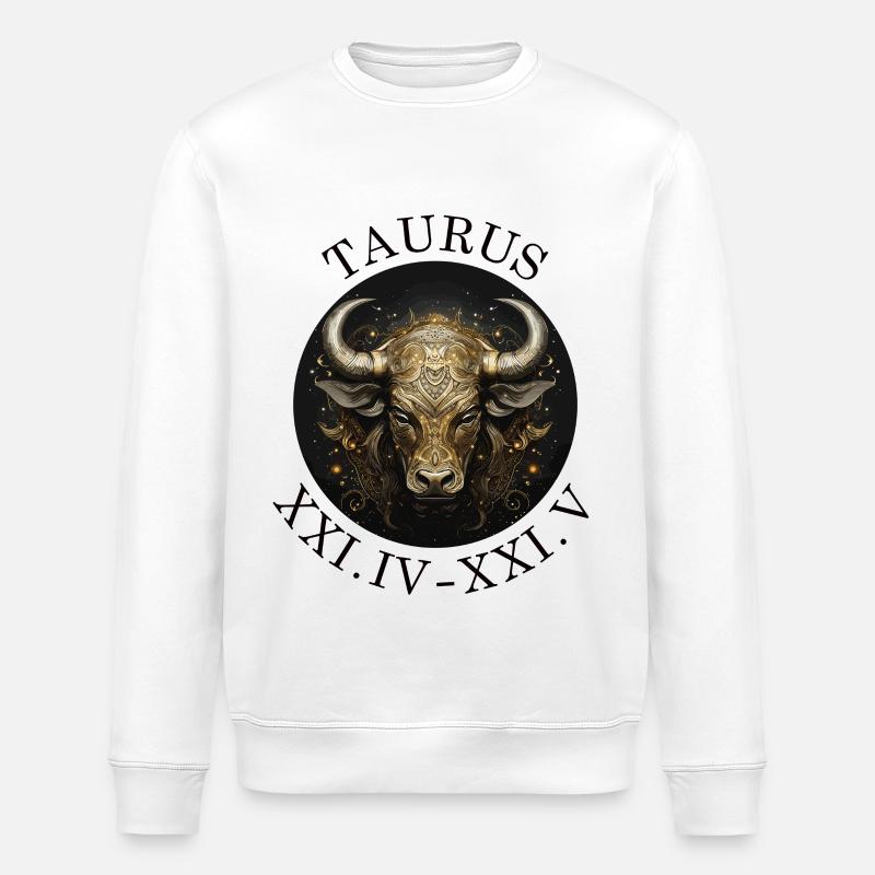 Goldener Stierkopf Taurus Kreis - Stanley/Stella Unisex Bio-Sweatshirt ROLLER - Weiß