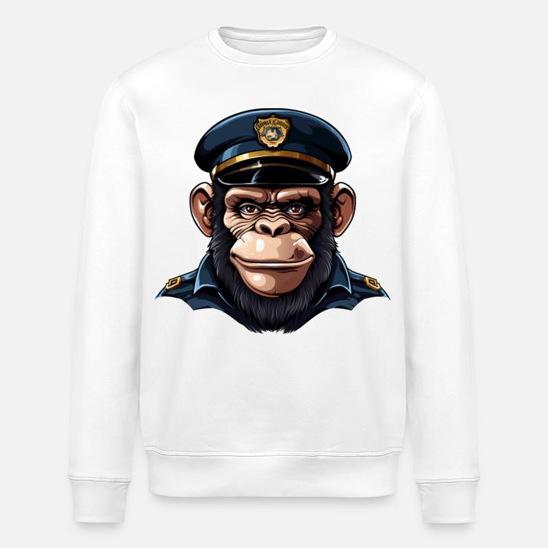 Schimpansen Polizistin - Stanley/Stella Unisex Bio-Sweatshirt ROLLER - Weiß