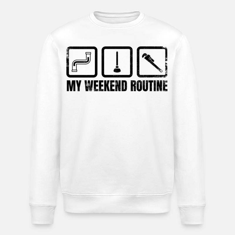 My Weekend Routine - Stanley/Stella ROLLER Unisex Organic Sweatshirt - white