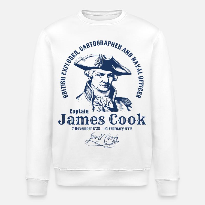 James Cook captain explorer - Stanley/Stella ROLLER Unisex Organic Sweatshirt - white