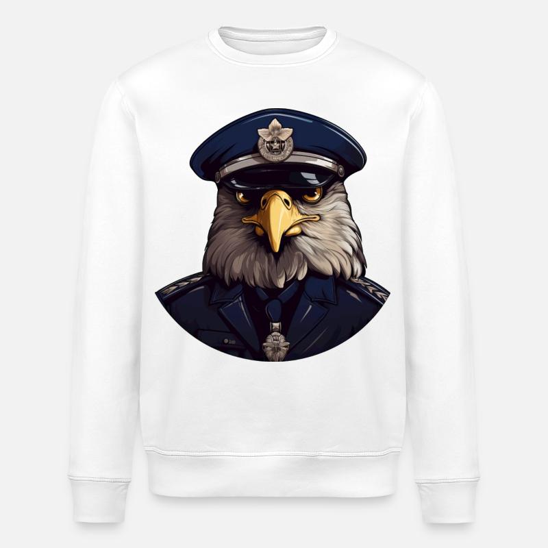 Eulen Polizist - Stanley/Stella Unisex Bio-Sweatshirt ROLLER - Weiß