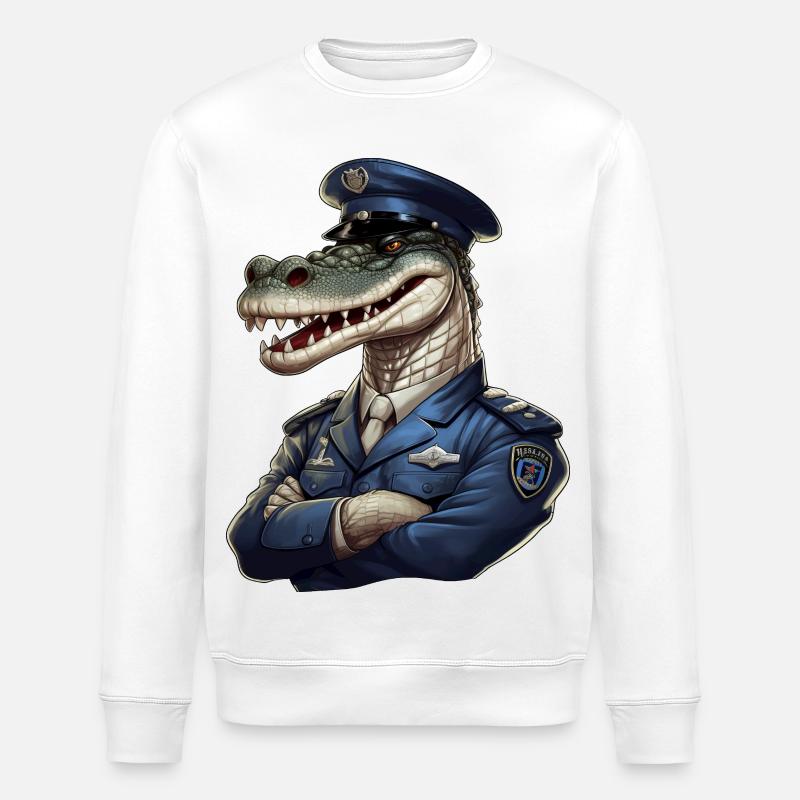 Krokodil Polizist - Stanley/Stella Unisex Bio-Sweatshirt ROLLER - Weiß