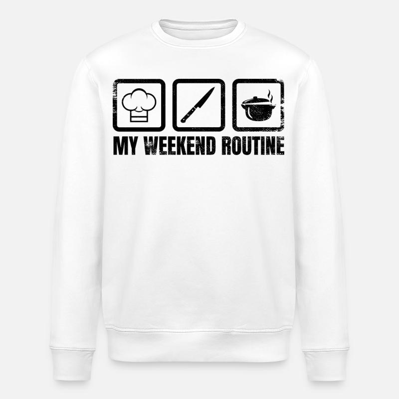 My Weekend Routine - Stanley/Stella ROLLER Unisex Organic Sweatshirt - white