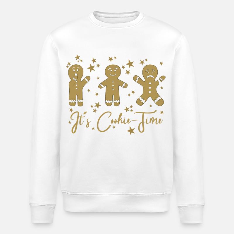 It's Cookie Time – Gingerbread Design - Stanley/Stella ROLLER Unisex Organic Sweatshirt - white