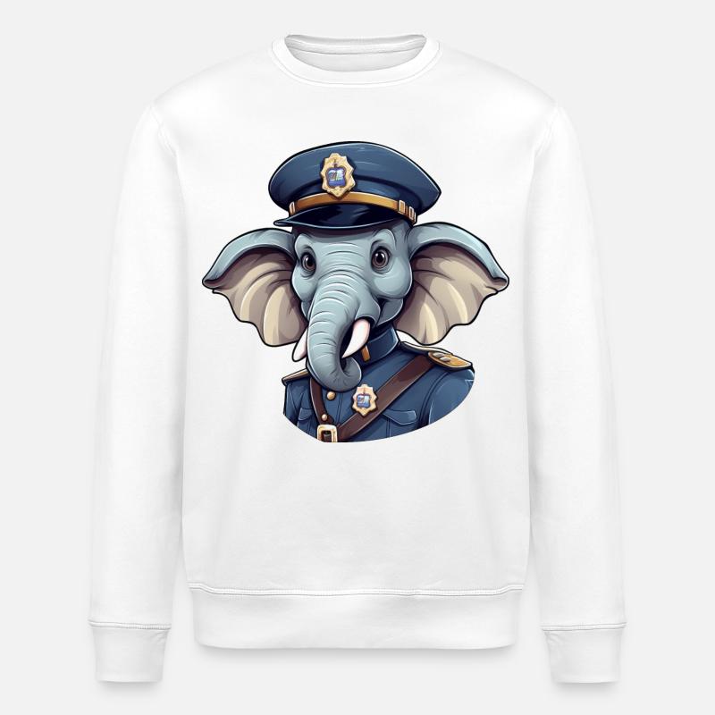 Policier éléphant - Sweat bio ROLLER Stanley/Stella Unisexe - blanc