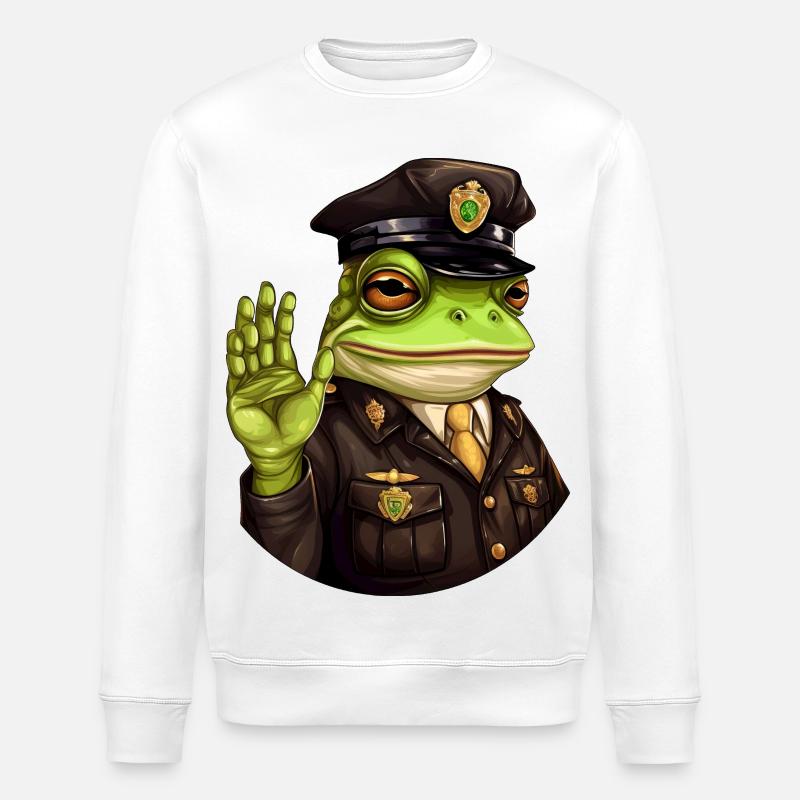 Frosch Polizist - Stanley/Stella Unisex Bio-Sweatshirt ROLLER - Weiß