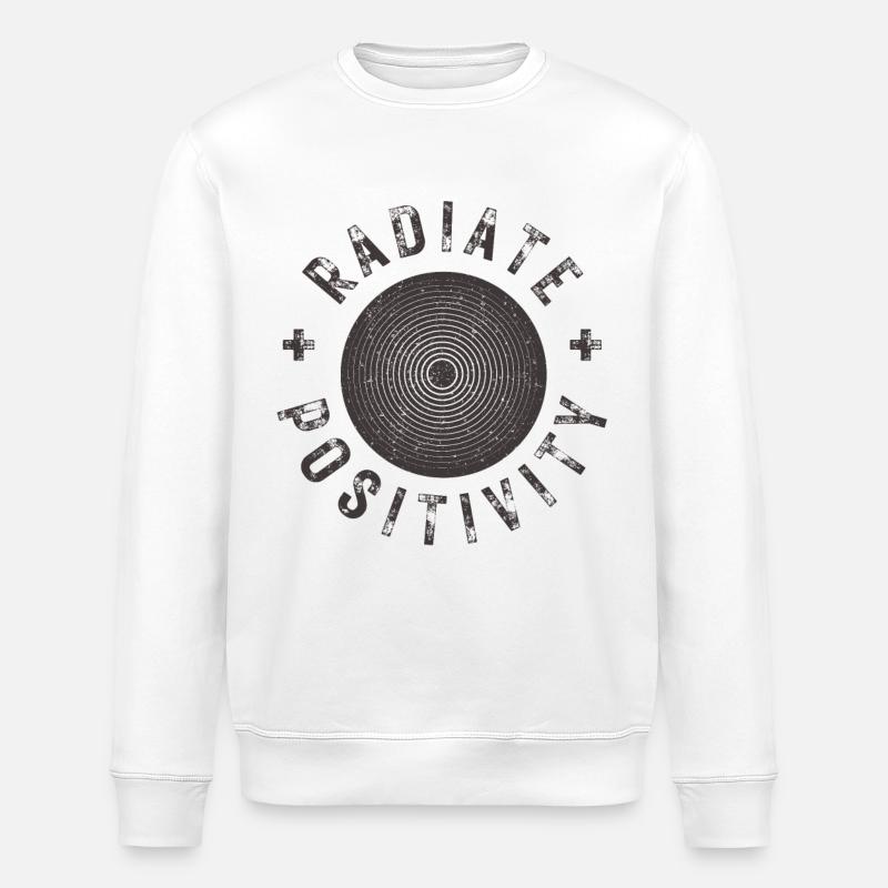 Exuding positivity modern distressed style - Stanley/Stella ROLLER Unisex Organic Sweatshirt - white