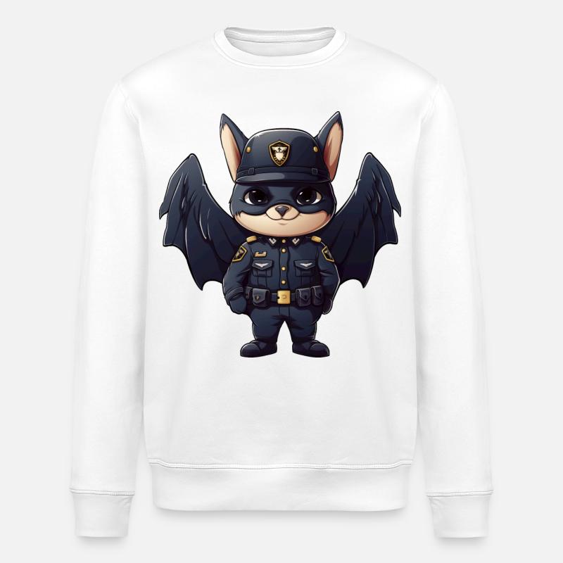 Bat Policeman - Stanley/Stella ROLLER Unisex Organic Sweatshirt - white