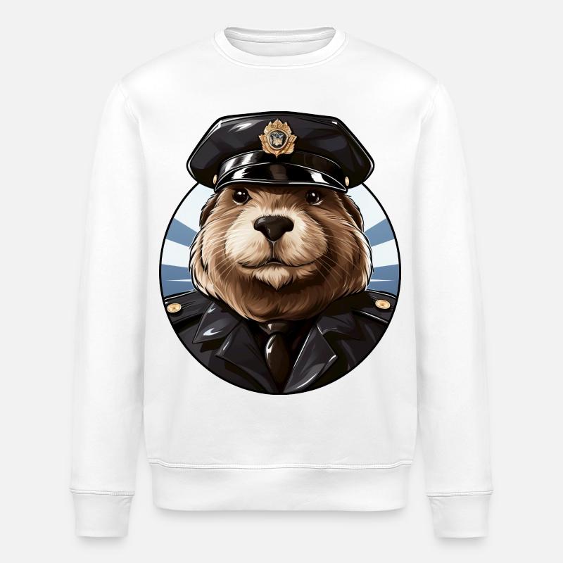 Biber Polizist - Stanley/Stella Unisex Bio-Sweatshirt ROLLER - Weiß