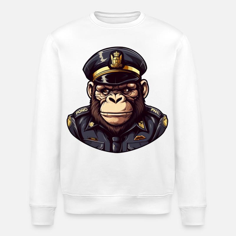 Monkey Policeman - Stanley/Stella ROLLER Unisex Organic Sweatshirt - white