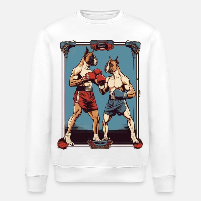 Les chiens dans la boxe - Sweat bio ROLLER Stanley/Stella Unisexe - blanc