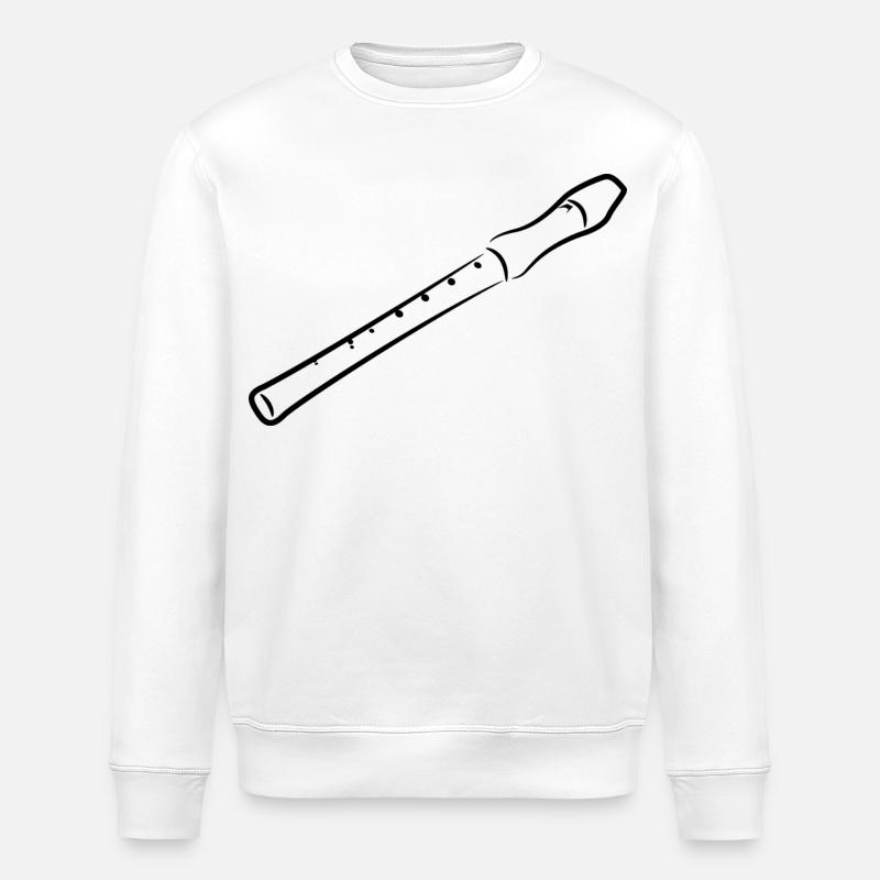 Flute Drawing - Stanley/Stella ROLLER Unisex Organic Sweatshirt - white