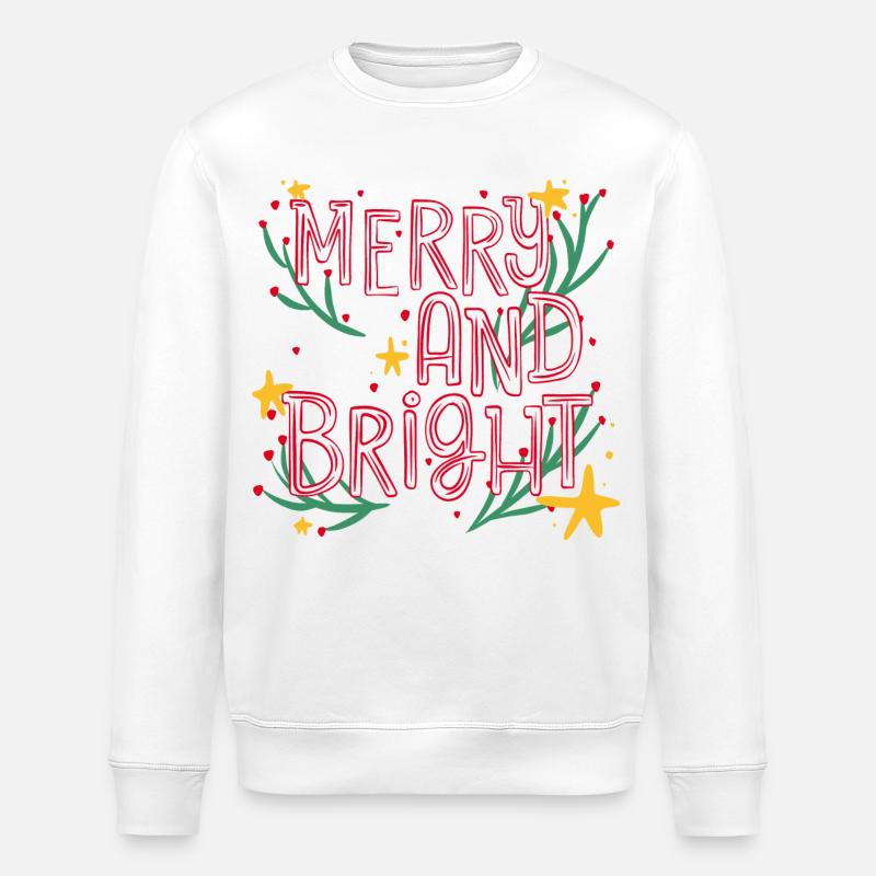 Merry and Bright Festive Script - Sweat bio ROLLER Stanley/Stella Unisexe - blanc
