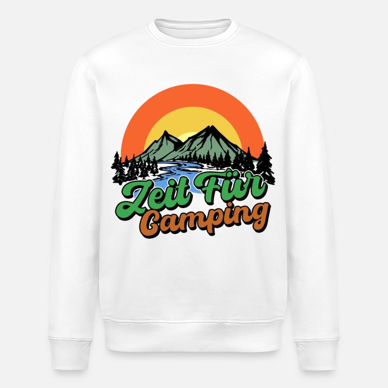 Campingplatz Camping Statement Berge Camper - Stanley/Stella Unisex Bio-Sweatshirt ROLLER - Weiß