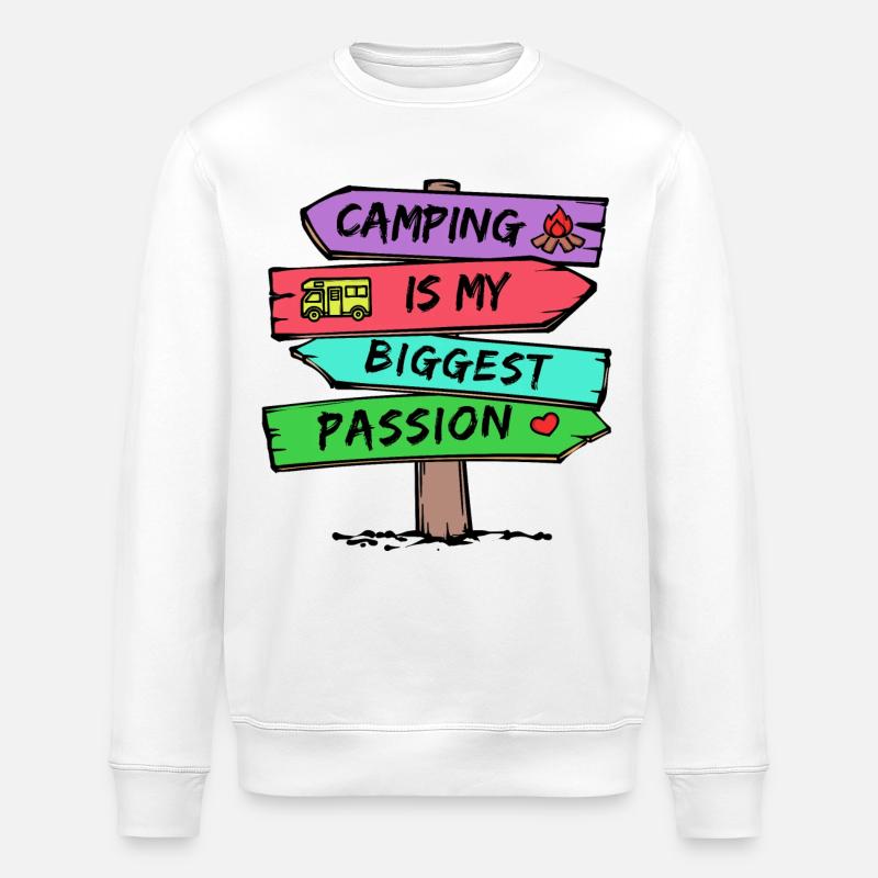 Camping Statement Wohnwagen Camper Urlaub Wanderer - Stanley/Stella Unisex Bio-Sweatshirt ROLLER - Weiß