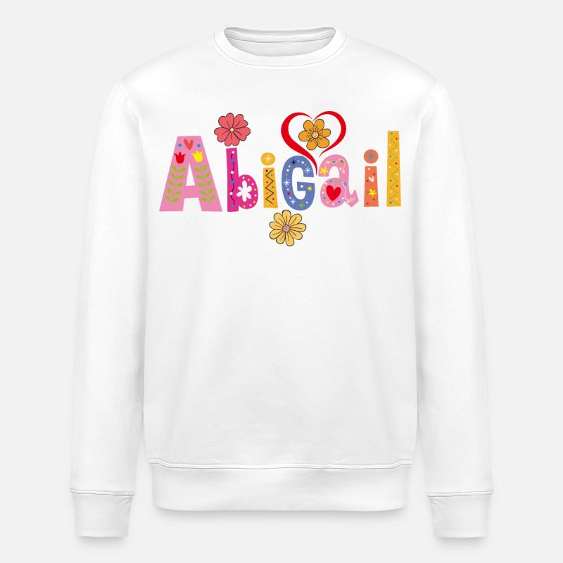 Personalized Abigail Name - Stanley/Stella ROLLER Unisex Organic Sweatshirt - white