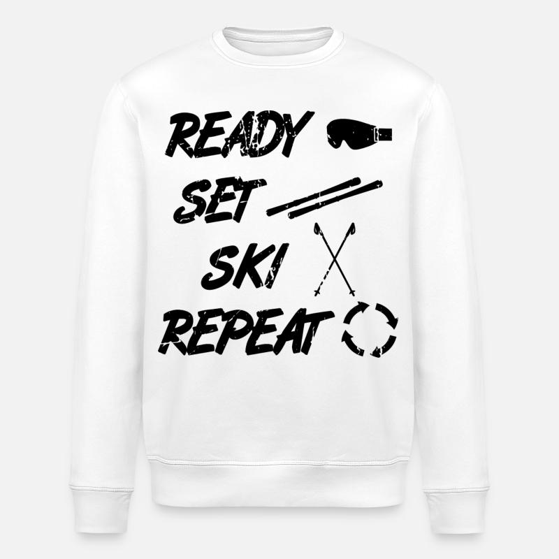 Drôle de dicton de skieur - Sweat bio ROLLER Stanley/Stella Unisexe - blanc