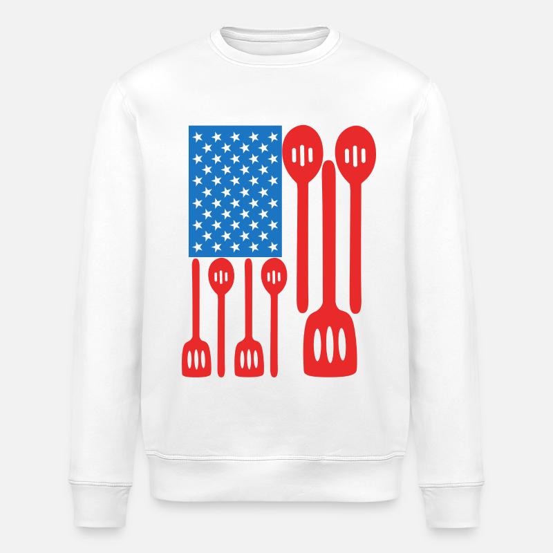 Chef Drapeau des États-Unis - Sweat bio ROLLER Stanley/Stella Unisexe - blanc