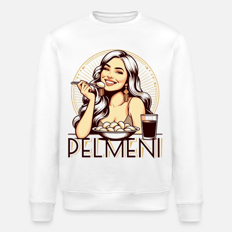 Pelmeni lecker Geschenk - Stanley/Stella Unisex Bio-Sweatshirt ROLLER - Weiß
