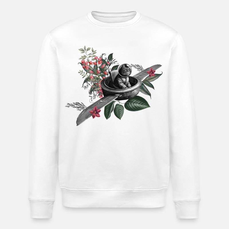 Die fliegende Katze - Stanley/Stella Unisex Bio-Sweatshirt ROLLER - Weiß