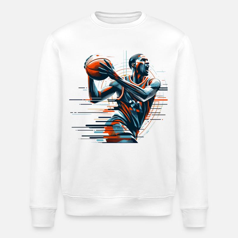 Cadeau dynamique de basket-ball - Sweat bio ROLLER Stanley/Stella Unisexe - blanc