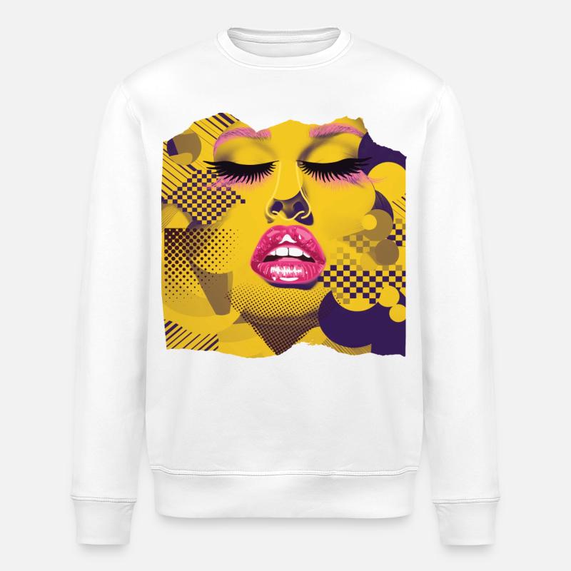 Pop Art Jaune et Rose - Sweat bio ROLLER Stanley/Stella Unisexe - blanc